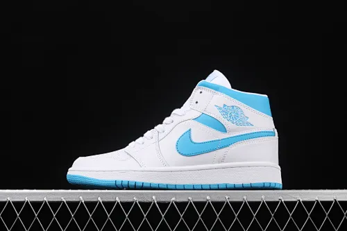 All Categories Air Jordan Jordan Series Basketball Shoes Air Jordan 1 Mid Air Jordan 1 Mid Carolina Blue AJ1 Joe 1 Lake Blue First Layer China Basketball Shoes BQ6472-114